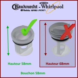 Bouchon pompe de vidange 481010506380 481010506380 Lave-linge WHIRLPOOL,  KITCHENAID, BAUKNECHT