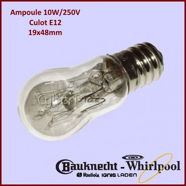 Ampoule Poire 10W - E12 - 250V 19X48mm CYB-013963