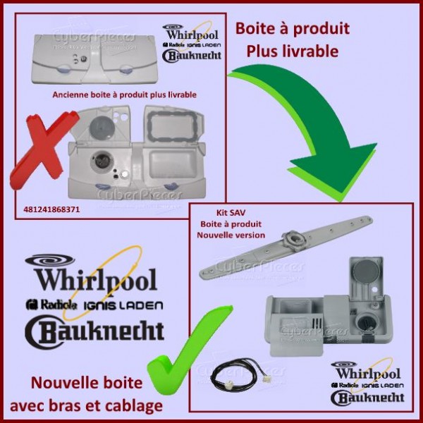 Boite à produit (nouvelle version) Whirlpool 480131000162 CYB-003230