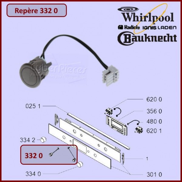 Touche châssis Minerva Whirlpool 480121101591 CYB-176408