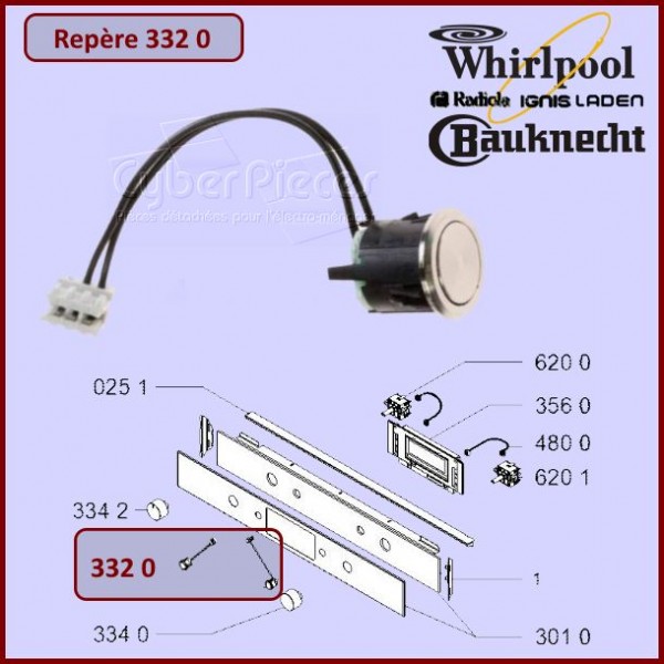 Touche chassis Minerva Whirlpool 480121101169 CYB-176330