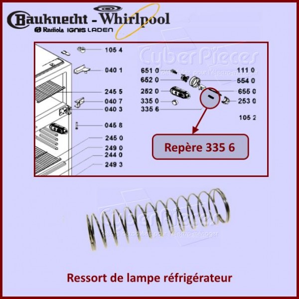 Ressort de lampe Whirlpool 481249148014 CYB-197588