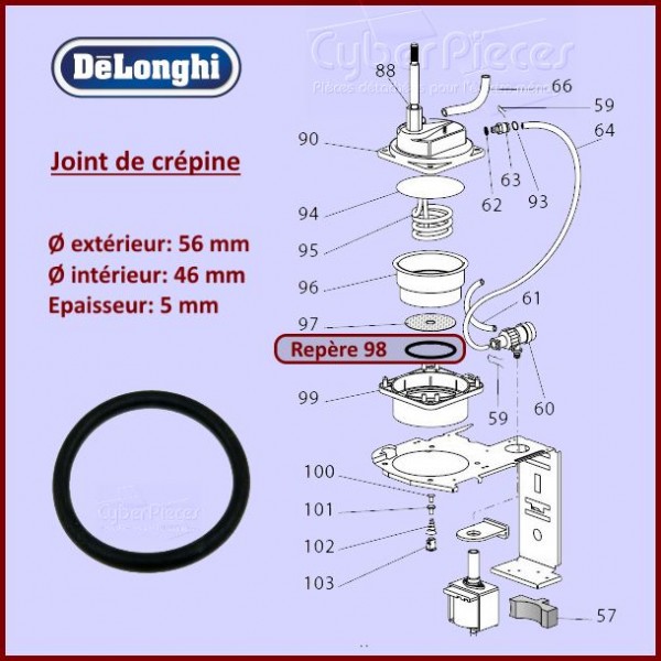 Joint de crepine Delonghi 533218 CYB-308786