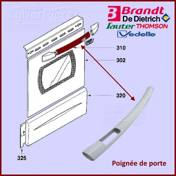 Poignée de porte de Four Brandt 76X6314 CYB-098595