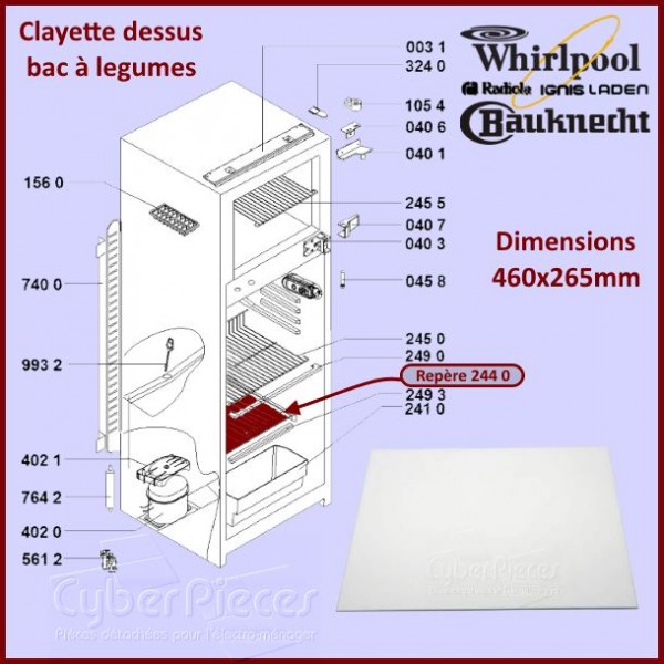 Plaque legumier Whirlpool 481946678402 CYB-206136