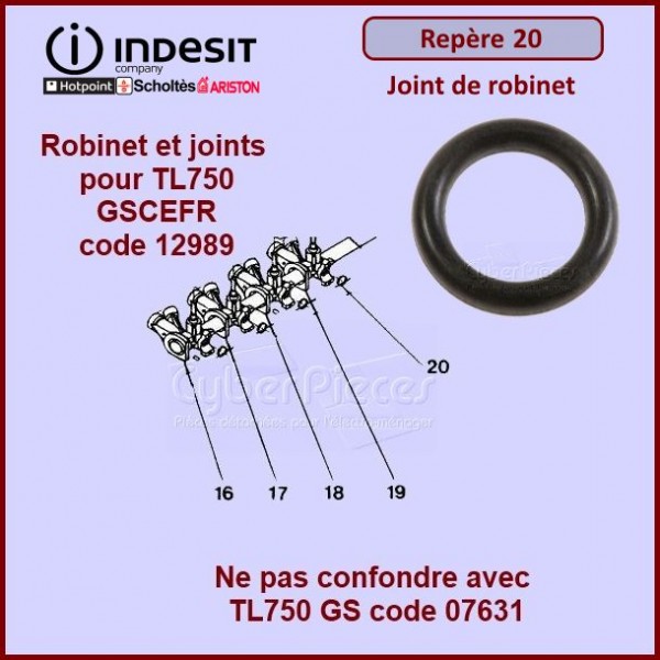 Joint de robinet Indesit C00130943 (repère 20) CYB-057486