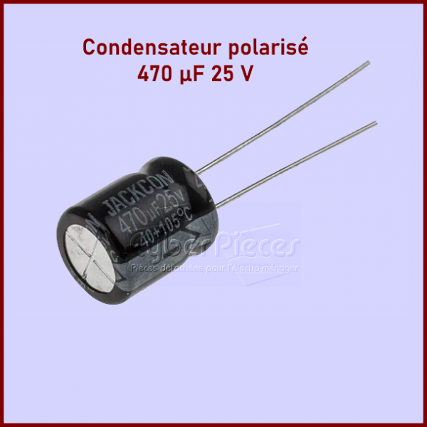 Lot de 25 Condensateurs RS PRO, 470μF, 25V c.c. CYB-324694