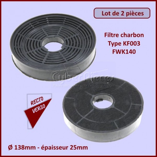 Lot de 2 Filtres charbon Type KF003 - FWK140 CYB-085038