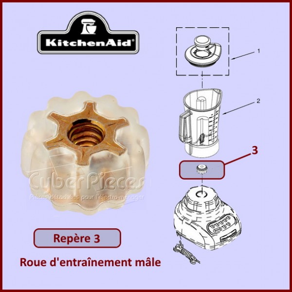 Roue d'entraînement mâle Kitchenaid W10917062 CYB-135184