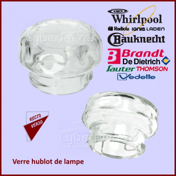 Verre de protection de lampe pour four Whirlpool