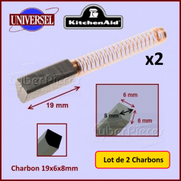 lot de 2 Charbons moteur 19x6x8mm Kitchenaid 9706416 CYB-104760