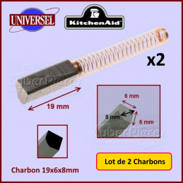 Charbons moteur 19x6x8mm Kitchenaid 9706416 (lot de 2) CYB-104760