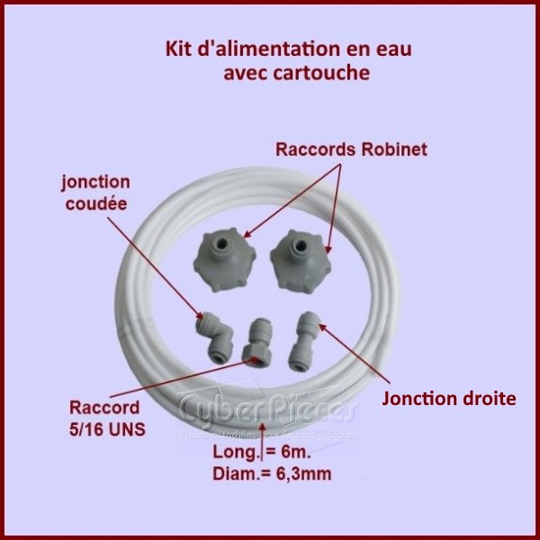 Tuyau d'alimentation d'eau + raccords 484000000134 - Pièces réfrigé