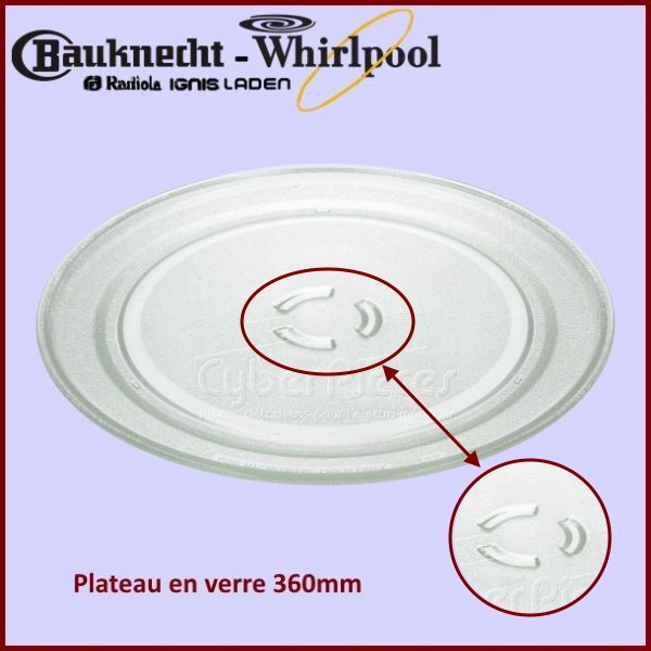 Plateau en verre 360mm Whirlpool 481946678348