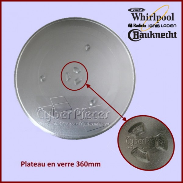 Plateau en verre 360mm Whirlpool 482000093726 CYB-432375