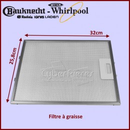 Filtre graisse metal 458x177 pour hotte whirlpool