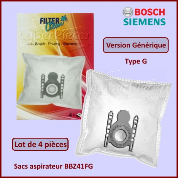 4 Sacs aspirateur BBZ41FG de Type G - Adaptable - Pièces aspirateur