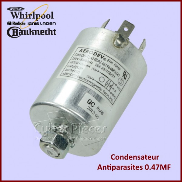 Condensateur antiparasites 0.47ΜF Whirlpool 481212208003 CYB-179614