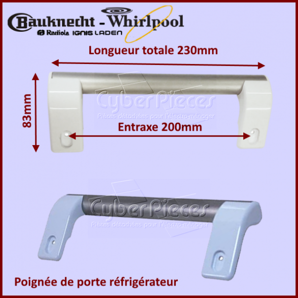 Poignée de porte Whirlpool 480132101115 CYB-422741