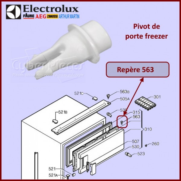 Axe supérieur portillon freezer Electrolux 2230617025 CYB-135665
