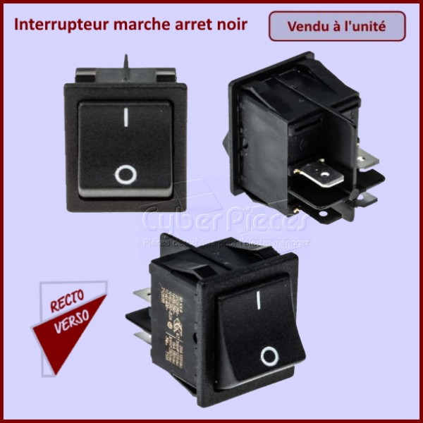 Interrupteur marche arret noir 4 cosses 16A CYB-040303