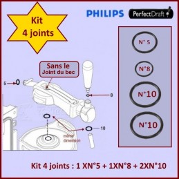 Lot de 4 Joints Perfectdraft HD3720 HD3620 HD3610 HD3600 CYB-019927