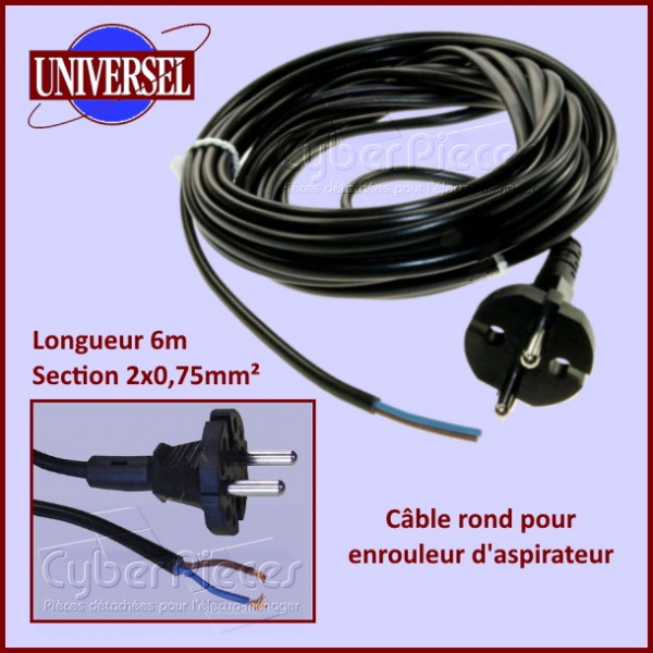 Cable d alimentation Cordon rond L.6m