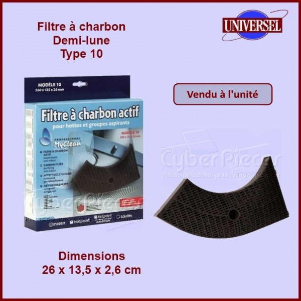 Filtre à charbon 1/2 Lune Type Elica 10 (AMC859) - Pièces hotte