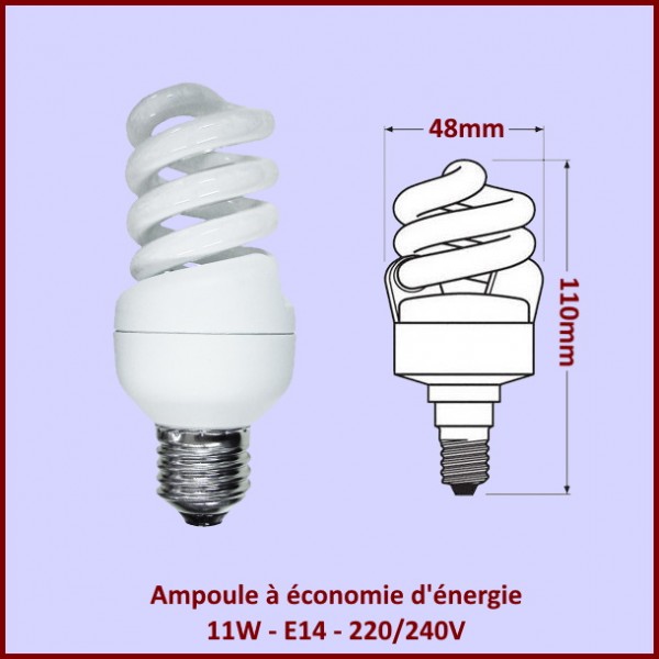 Ampoule spirale 11W - E14 - 220/240V CYB-233682