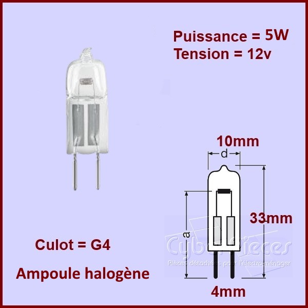 Ampoule halogène 40W culot G4 12V forme capsule ECO