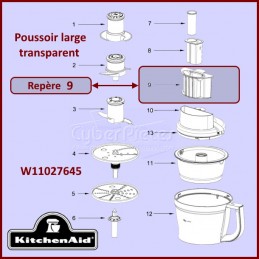 Poussoir large transparent Kitchenaid W11027645 CYB-137782