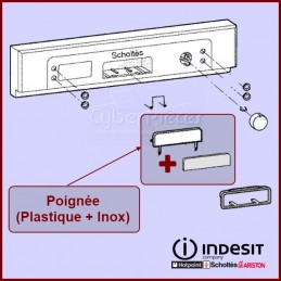 Poignée avec enjoliveur inox Indesit C00113004 GA-054713