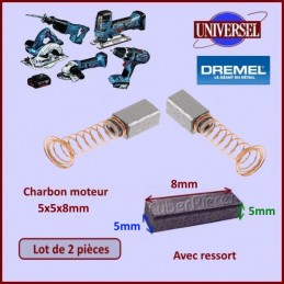 Lot de 2 Charbons moteur 8x5x5mm DREMEL CYB-158930