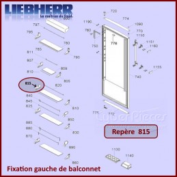 Fixation gauche de balconnet Liebherr 7430206 ***Pièce épuisée*** CYB-369770