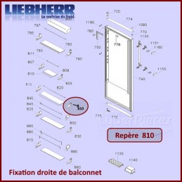 Fixation droite de balconnet Liebherr 7430204 CYB-368872