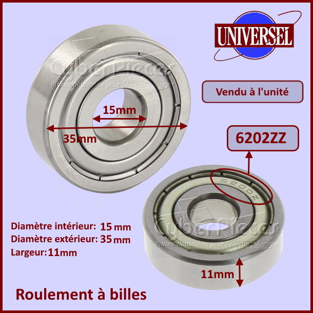 Roulement 6202ZZ - 15x35x11mm