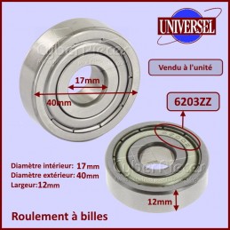 Roulement 6203ZZ - 17x40x12mm CYB-009164