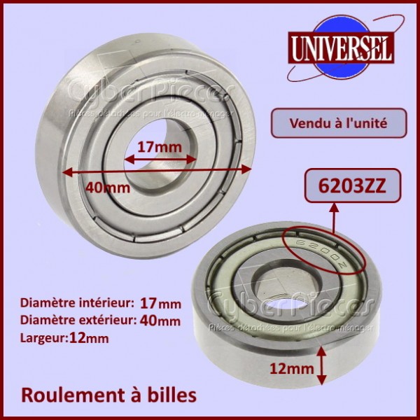 Roulement 6203ZZ - 17x40x12mm CYB-009164