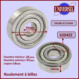 Roulement 6204ZZ - 20x47x14mm CYB-009171