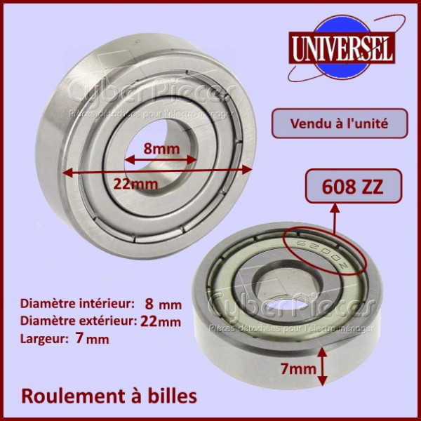 Roulement 608ZZ - 8x22x7mm