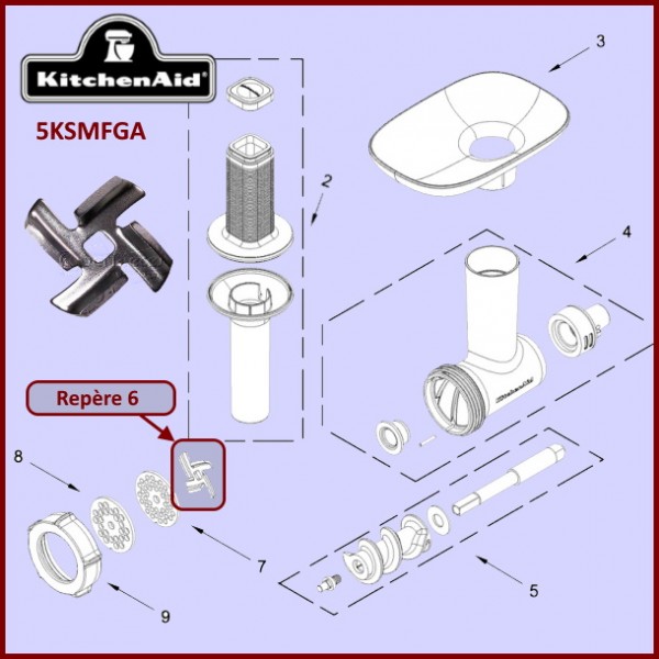 Couteau 4 branches W11445831 Kitchenaid 5KSMFGA CYB-129060