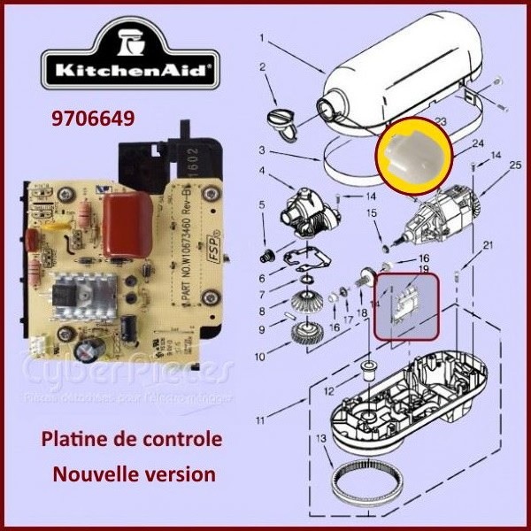 Carte électronique de contrôle de vitesse Kitchenaid 9706649 CYB-108133