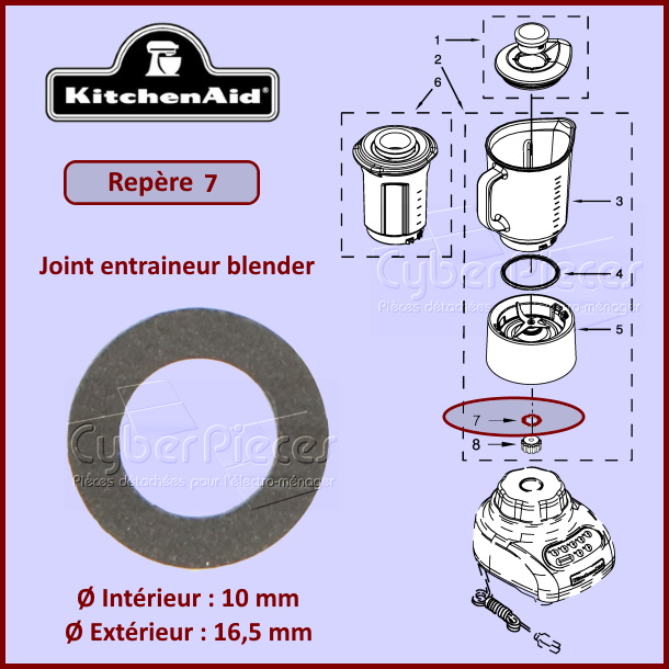Joint entraineur blender Kitchenaid W10912260