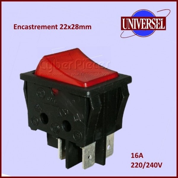 Interrupteur à bascule étanche 15A 12V ON-OFF lumineux rouge