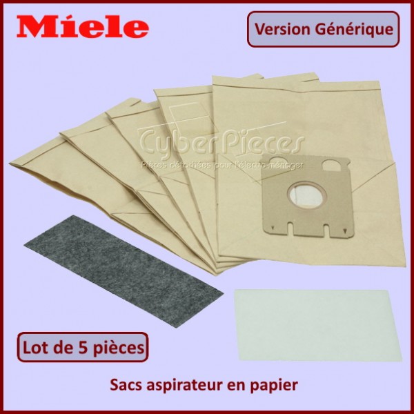 Lot de 5 sacs aspirateur en papier Miele S217 à S226