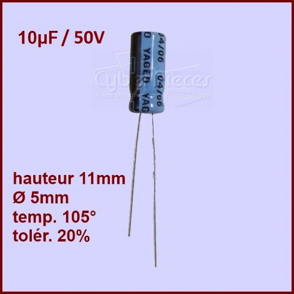 Condensateur 10,0µF (10,0MF) 50 Volts CYB-385107