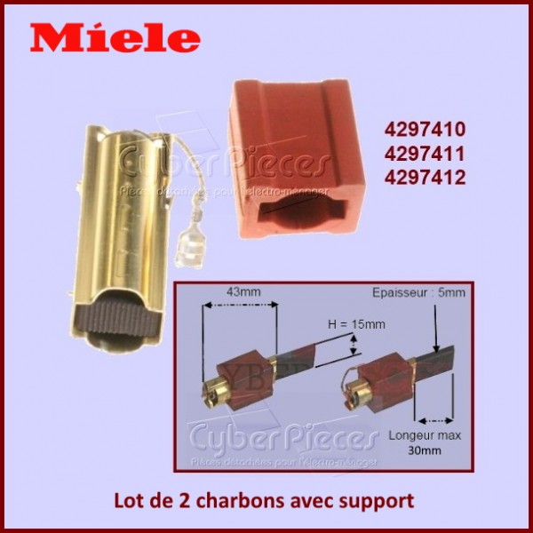 Lot de 2 charbons avec support Miele 4297414 CYB-075701