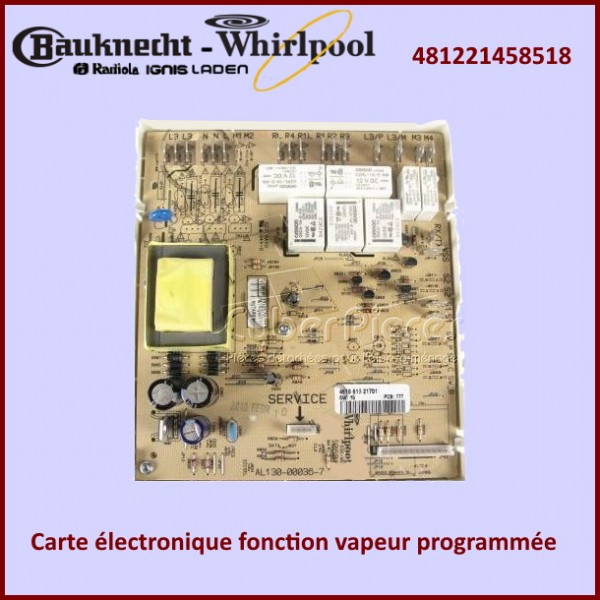Carte électronique fonction vapeur Whirlpool 481221458518 GA-180498