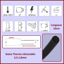 Gaine Thermo rétractable 3,5-1,8mm - Longueur 10cm CYB-025201