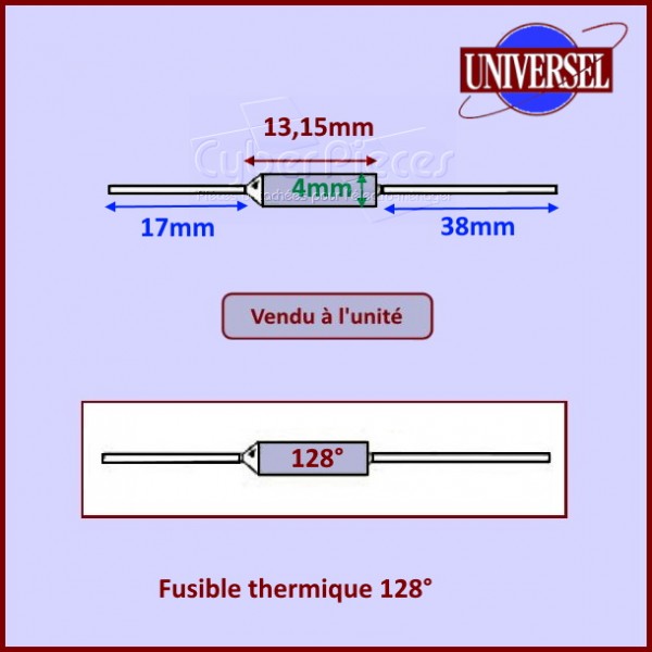 Fusible Thermique 128° / 10A / 250V CYB-015950